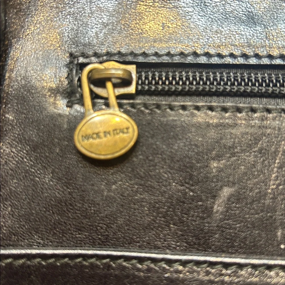 FELLINI Firenze’ Black Leather Briefcase Laptop Bag **DAMAGED**